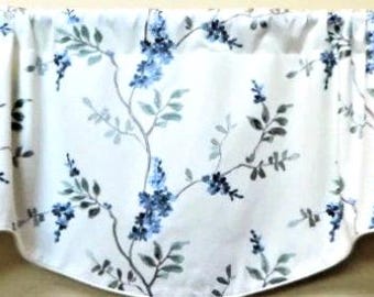 Fabricut Brookdale Chambray Embroidery Floral Window Valance Lined and Corded Rod Pocket Scallop Valance Choose Made to Order