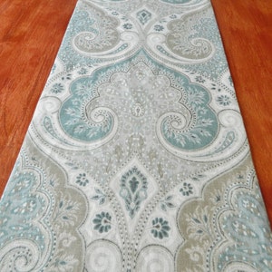 Table Runner Kravet Latika Seafoam Lined Table Runner-12"W-Any Length Available 100% Linen Fabric Made to Order