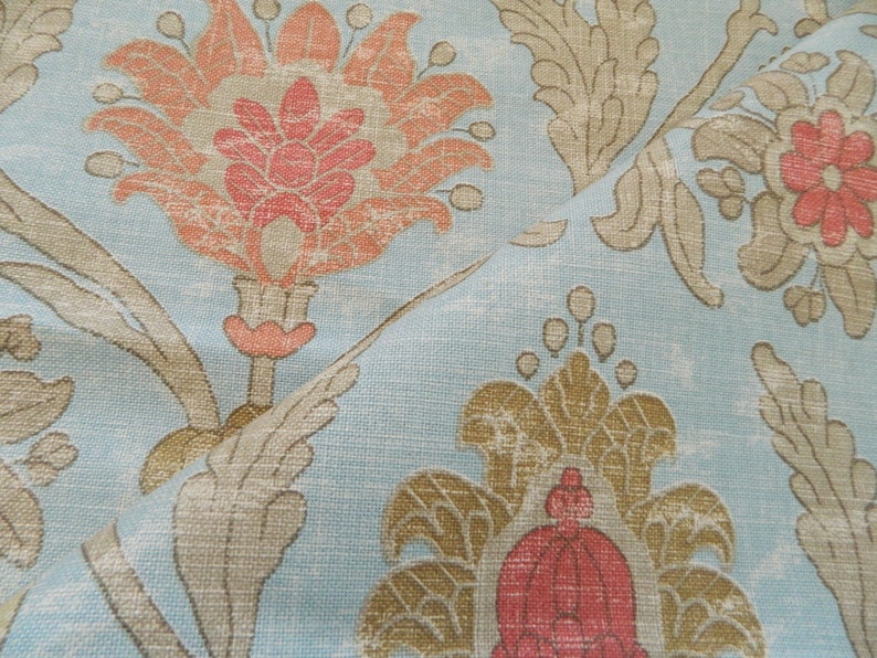 Fabric Sale-3 Yards Thibaut Buccini In Aqua Fabric Home Decor Drapery Fabric