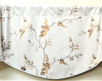 Fabricut Brookdale Gold Embroidery Floral Window Valance Lined and Corded Rod Pocket Scallop Valance Made to Order