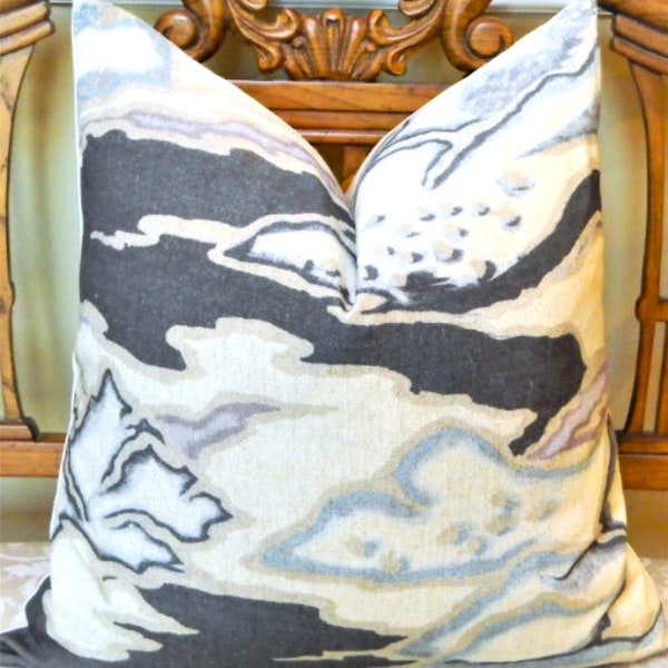 Robert Allen Chattingham In Mussel Shell Decorative Throw Pillow Cover Linen Blend Fabric Made to order