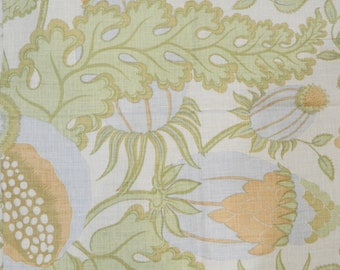 Christopher Farr Cloth Carnival Pale Blue-Decorative Throw Pillow Euro Sham 100% Hand Printed Linen Fabric Single Sided Made to Order / UK