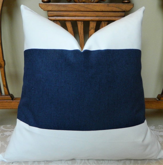 Ralph Lauren Grand Haven Stripe Navy Indoor outdoor Decorative Throw Pillow Euro Sham Cover Both Sided Made to Order Etsy Canada