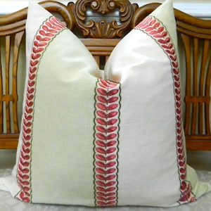 Colefax and Fowler Lawn Stripe Green-Decorative Throw Pillow Cover Linen Blend Fabric Single Sided Made to Order