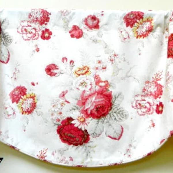 Waverly Norfolk Rose Floral Pattern Window Valance /Corded, Lined Valance/ Rod Pocket Scalloped Valance / Shabby Chic