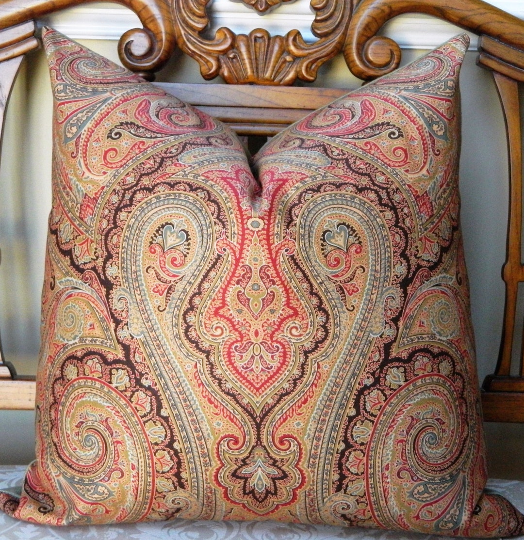Ralph Lauren Hera Paisley Champagne Decorative Throw Pillow Euro Sham Lumbar Pillow Cover Cotton Fabric Made to Order Italy Etsy Canada