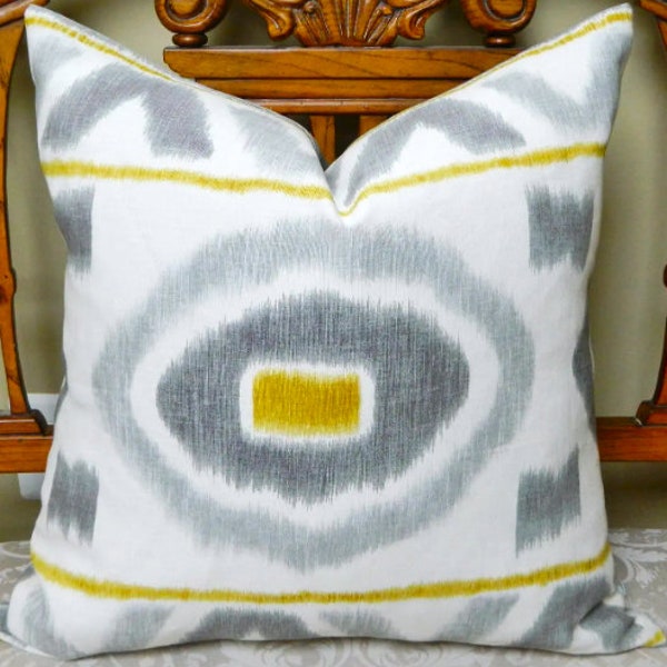 Kravet Prospect Shadow By Thom Filicia-Decorative Throw Pillow Euro Sham Cover Lumbar Cover Ikat/Southwestern Pattern Linen Made to Order