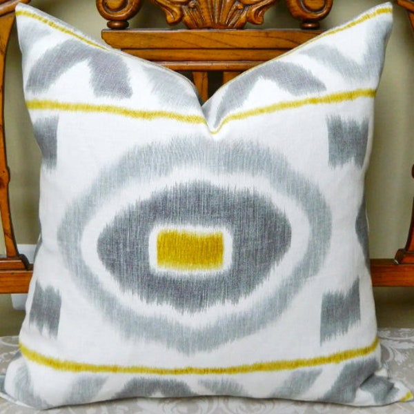Both Sided Kravet Prospect Shadow By Thom Filicia-Decorative Throw Pillow Euro Sham Cover Lumbar Ikat/Southwestern Pattern Linen Fabric