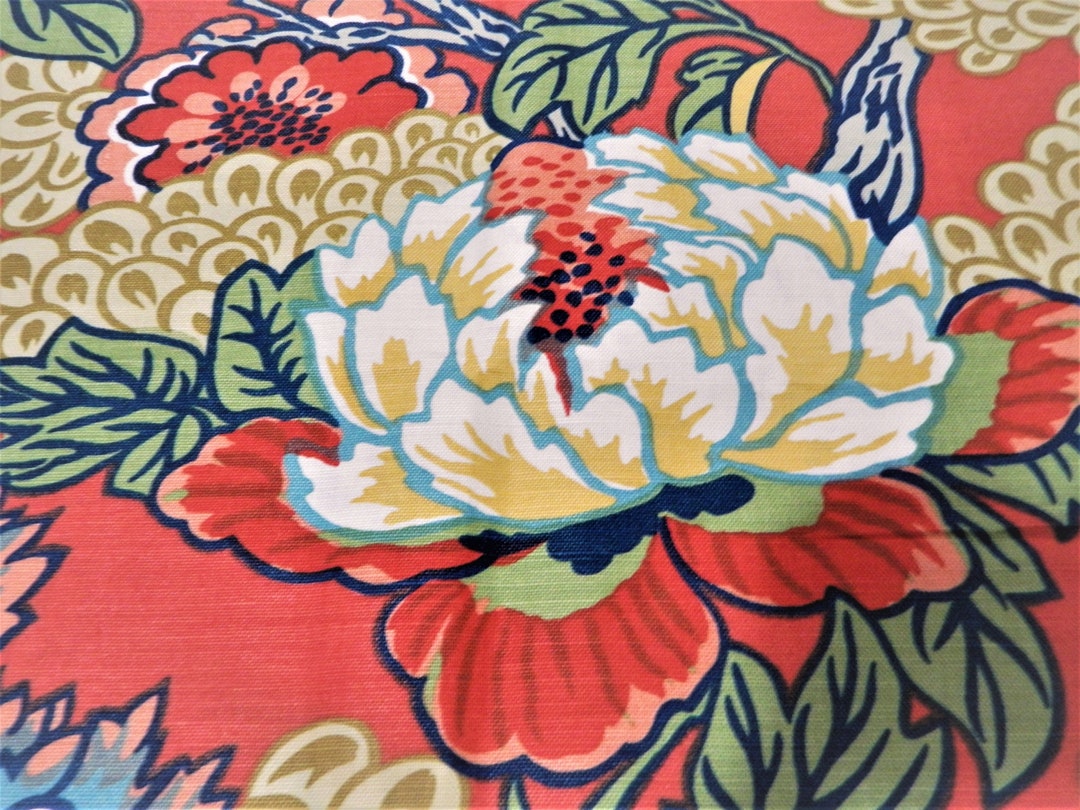Thibaut honshu Coral/green Floral Decorative Throw Pillow Cover Euro Sham Cover Asian