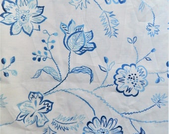 Blue and White Floral-Decorative Throw Pillow Euro Sham Lumbar Pillow Cover 100% Linen Both Sided Made to Order