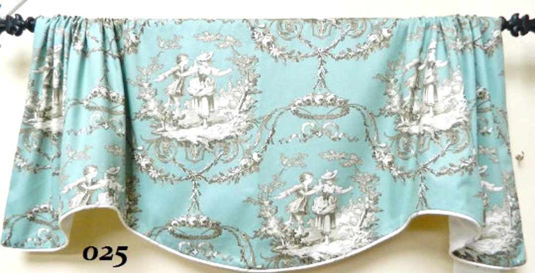 Richloom Sweet William Aqua French Country Window Valance / Lined and