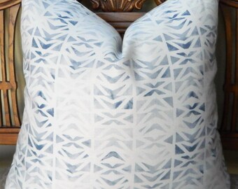Savannah Hayes Lisbon Ombre In Storm-Both Sided Geometric Decorative Throw Pillow Euro Sham Cover 100% Belgian Linen Made to Order