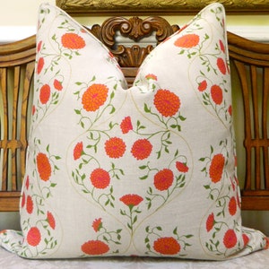 Housse de coussin décoratif recto-verso/Alex Conroy Textiles Jaipur Mandarin uni/Fuchsia 100 % lin naturel