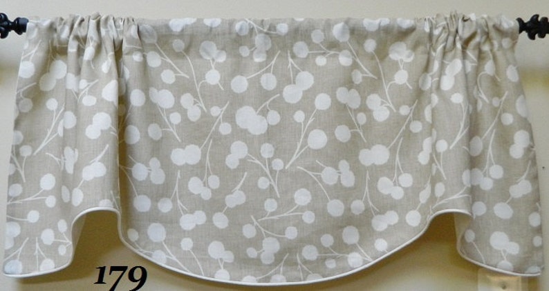 Kravet Burnet Natural By Thom Filicia Lined Scalloped Rod Pocket Valance Linen Window Valance Corded