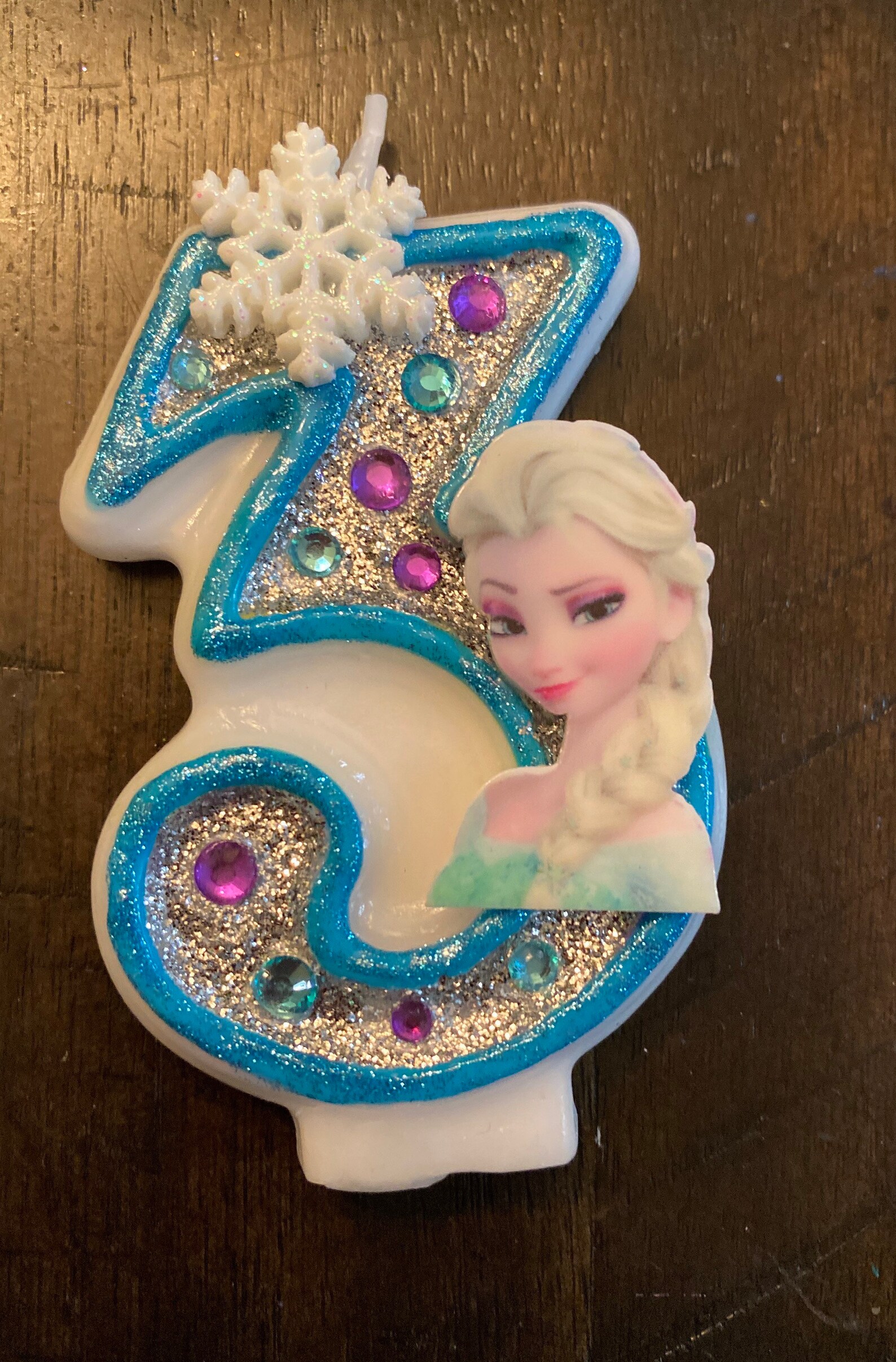 3 inch Frozen birthday candle Elsa Snowflake Custom Etsy