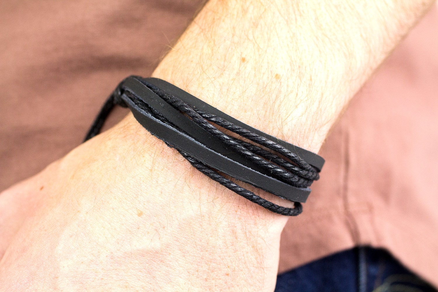 Mens Rope Bracelet Black Rope Bracelet Leather Bracelet Etsy
