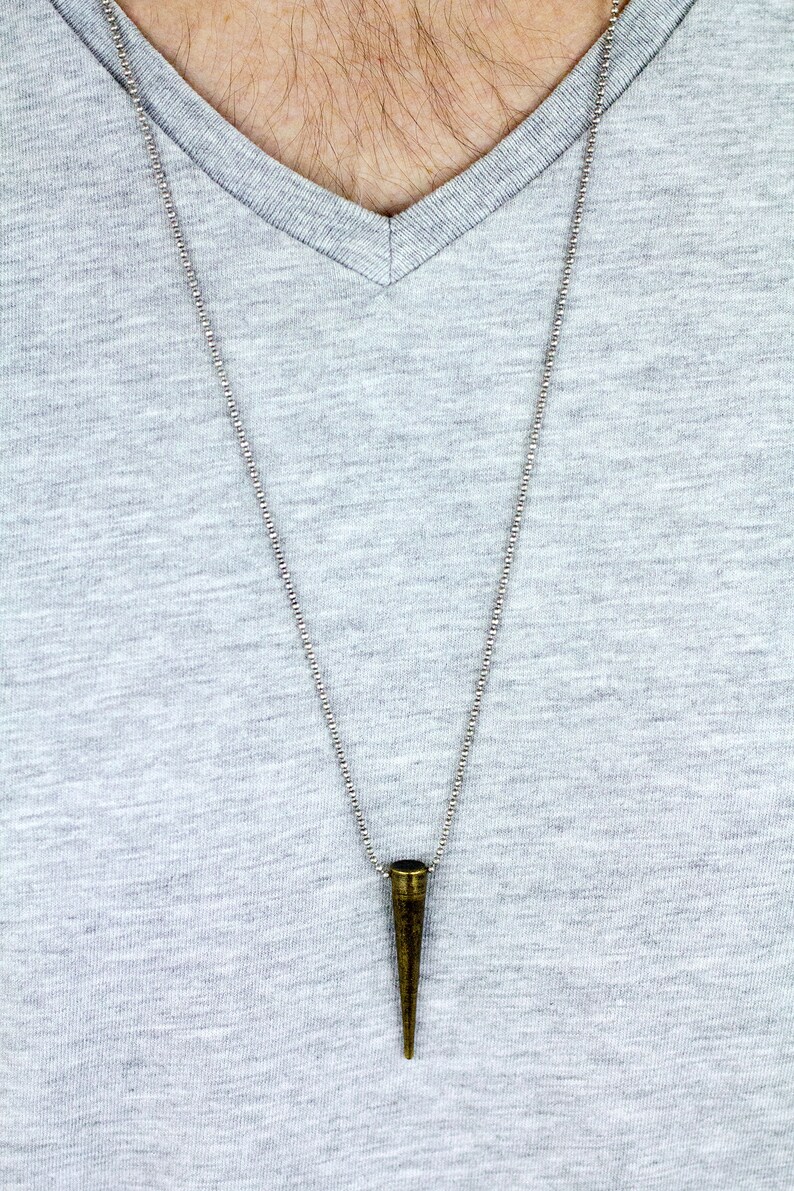 Mens Spike Necklace Brass Spike Necklace Mens Chain Etsy