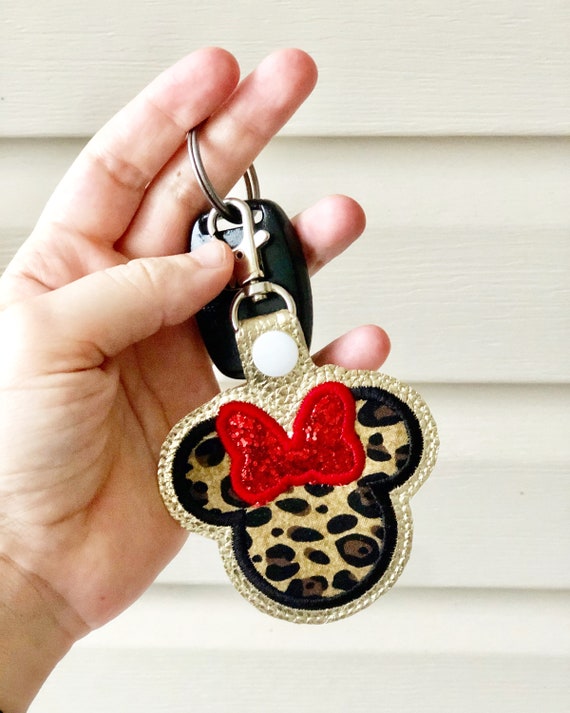 Key Chain Minnie Mouse Gift Bow Key Fob Cheetah Cheetah Key Fob