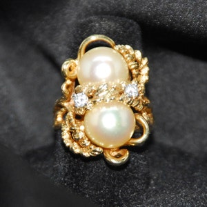 Diamonds Pearls and Gold Ring - Etsy