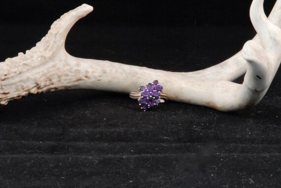 Sterling Silver Amethyst Cluster Ring- - image 3