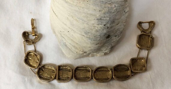 Vintage Western Themed Slide gold tone bracelet - image 3