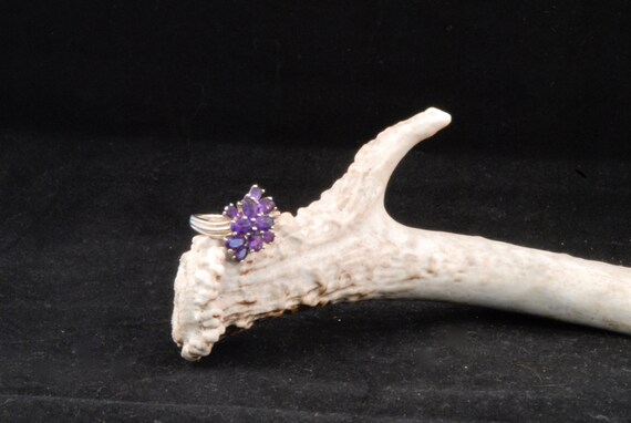 Sterling Silver Amethyst Cluster Ring- - image 2