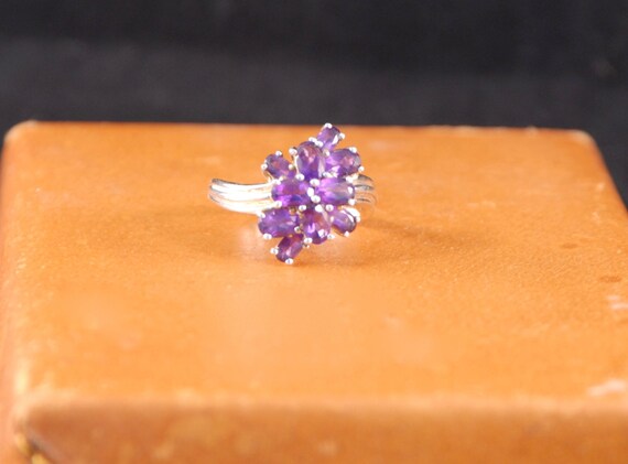 Sterling Silver Amethyst Cluster Ring- - image 4