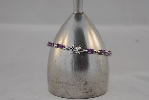 Sterling Silver and Amethyst link bracelet. - image 6