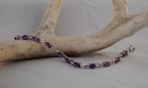 Sterling Silver and Amethyst link bracelet. - image 5