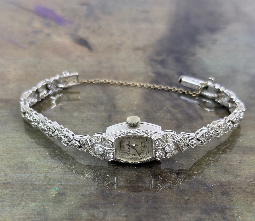Vintage 14K WG Longine's Women's Diamond Dress Watch - Etsy
