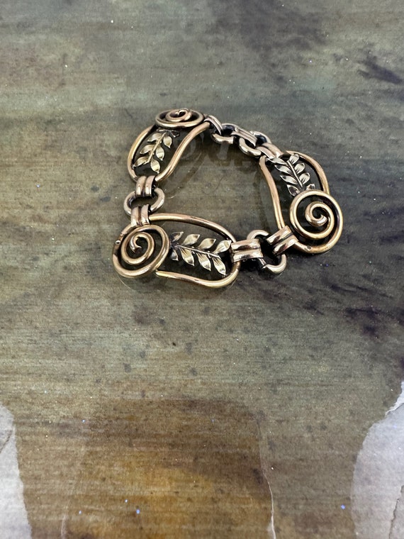Vintage Kreisler Spiral and Leaf Gold Tone Bracelet Etsy