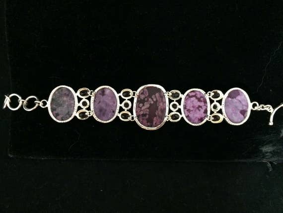 Amethyst and purple stone Bracelet in Sterling Si… - image 5