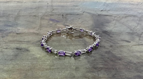 Sterling Silver and Amethyst link bracelet. - image 3