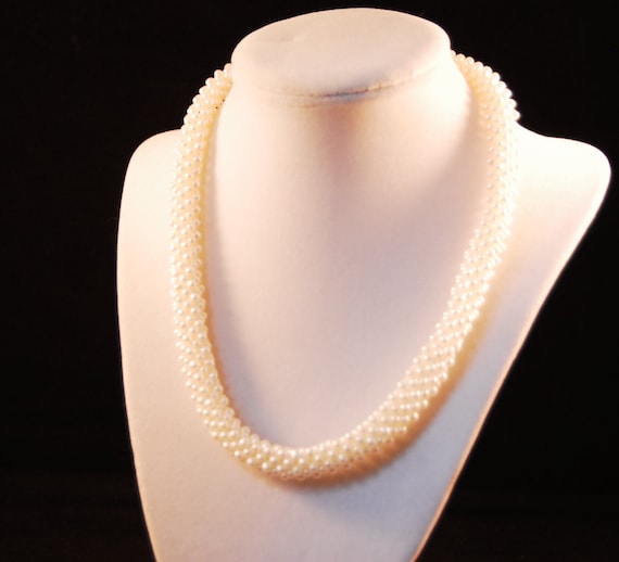 Woven Pearl Choker Rope Necklace