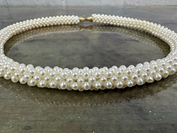 Woven pearl shop necklace