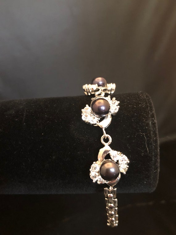 Nobel Black Pearl and Crystal Bracelet - image 5