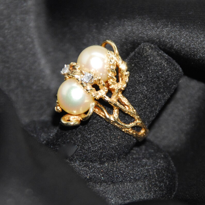 Diamonds, Pearls, and Gold Ring - Etsy