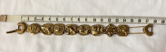 Vintage Western Themed Slide gold tone bracelet - image 4