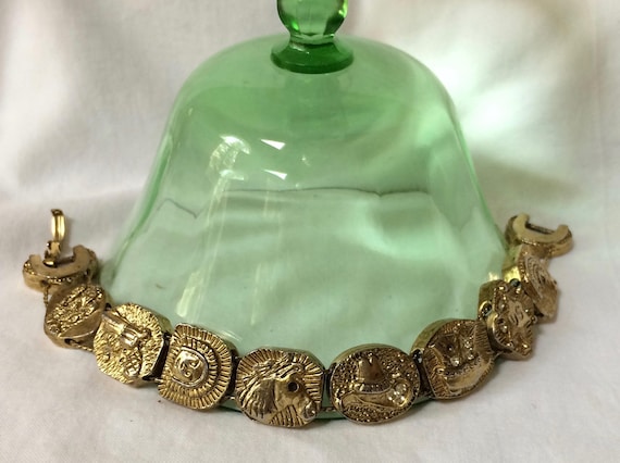 Vintage Western Themed Slide gold tone bracelet - image 5