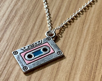 Cassette, Tape, Necklace, Keychain, Vaporwave, Synthwave, Retrowave, Aesthetic, Mixtape, 90's, 80's, Vintage, Retro, Nostalgia, Metal, Charm