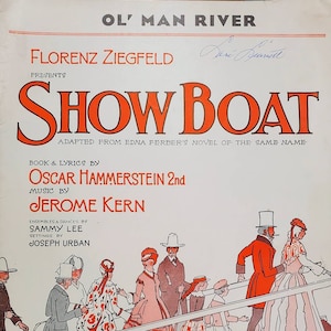 Ol&#39; Man River 1927 Vintage Sheet Music from Show Boat Musical Original Lyrics