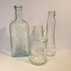 Three Vintage Glass Bottles Whitmer&#39;s Esquire White Scuff-Kote Pierce