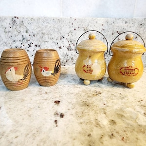 Vintage Wooden Salt Pepper Shakers Farmhouse Decor 2 Sets