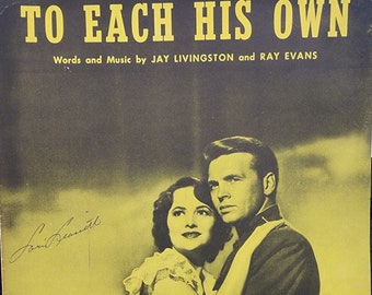 To Each His Own Vintage Sheet Music 1946 Paramount Picture