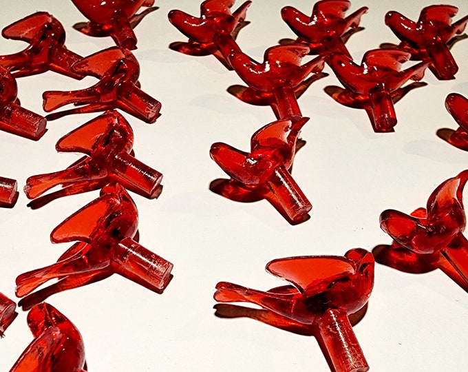 Plastic Red Bird Pegs Ceramic Christmas Tree Pegs Lot of 20 Vintage Etsy