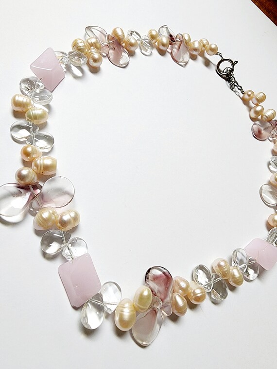 Freshwater Pearl and Glass Bead Necklace 18 Inche… - image 3