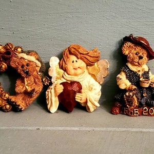 Boyd’s Bears Broches Lot de 3 TBC vintage Résine Bearwear Pins Angel Wreath Bears