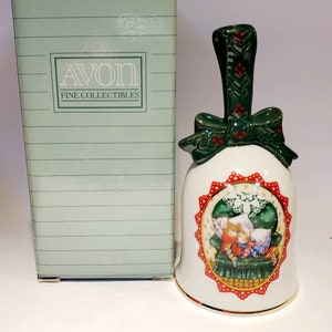 1990 Avon Porcelain Christmas Bell Waiting for Santa