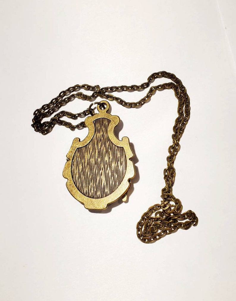 Victorian Lady Black Rose Necklace Mirror Shadowbox Collage Pendant