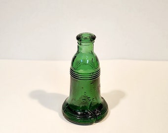 Wheaton Liberty Bell Miniature Bitters Bottle Avocado Green Vintage